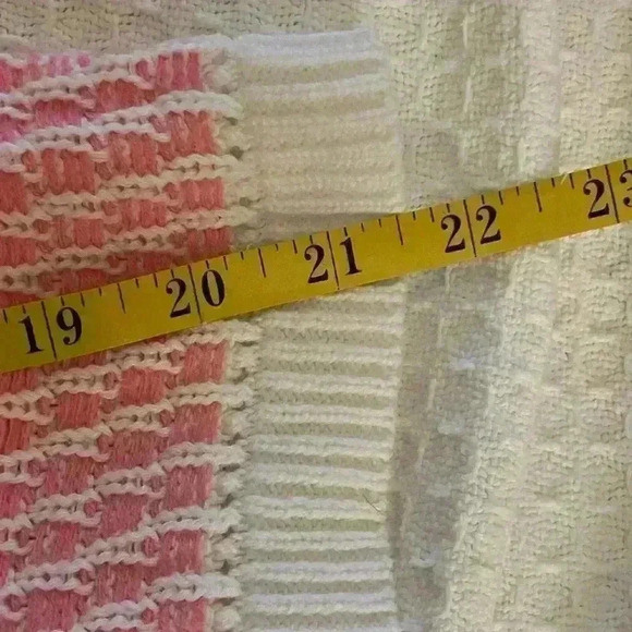 Christopher & Banks White Striped Open Knit Hooded Beach Sweater Size Large - Picture 9 of 10